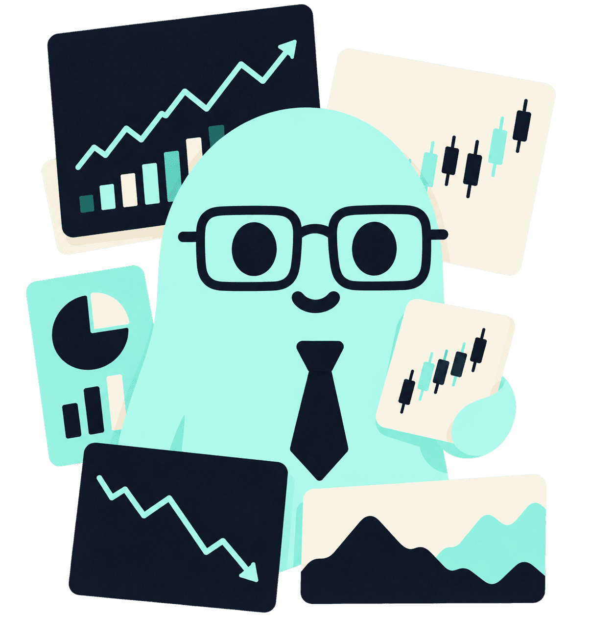 News.gg’s mint ghost market researcher with stock charts and a report