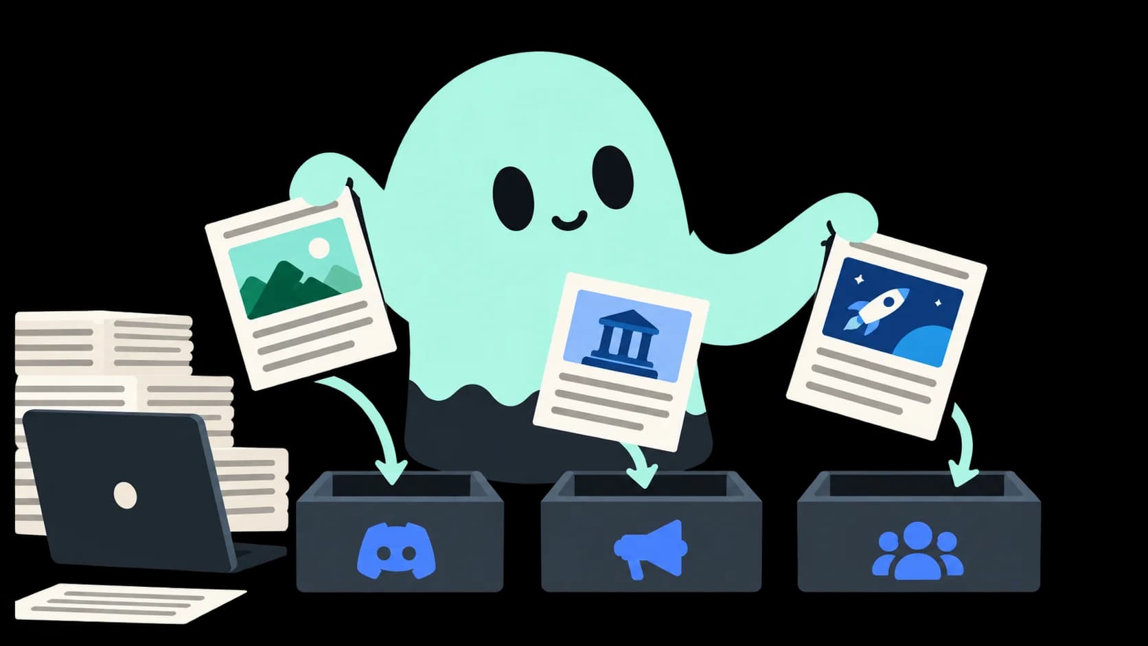 News.gg mascot delivering news to a Discord community